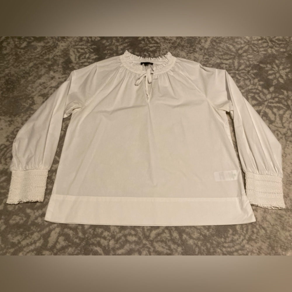 J. Crew White Ruffled Blouse